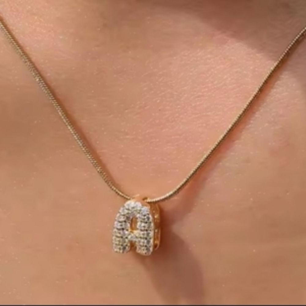 Pave dainty letter A necklace; nwot